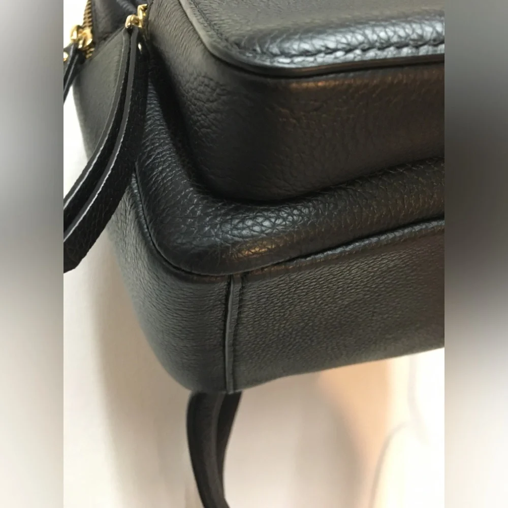 Kate Spade Cow Leather Zipper Backpack Black Gold Classic Preppy - Picture 4 of 15